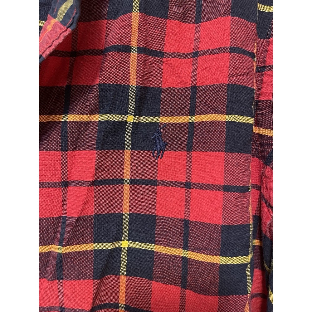 Ralph Lauren Men XL Plaid Button Down Shirt Red Black Yellow Cotton Long Sleeve - Picture 4 of 4